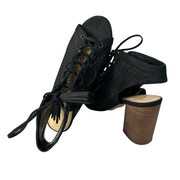 Jessica Simpson Tinnay Lace Up Heeled Sandal, Black, Size 6 1/2 - Picture 3 of 5